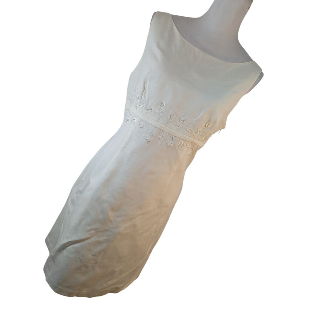 NWOT! JESSICA HOWARD! LINEN BLEND! WHITE BEADED, EMBROIDERED BUST LINE DRESS! 14 - Picture 11 of 11